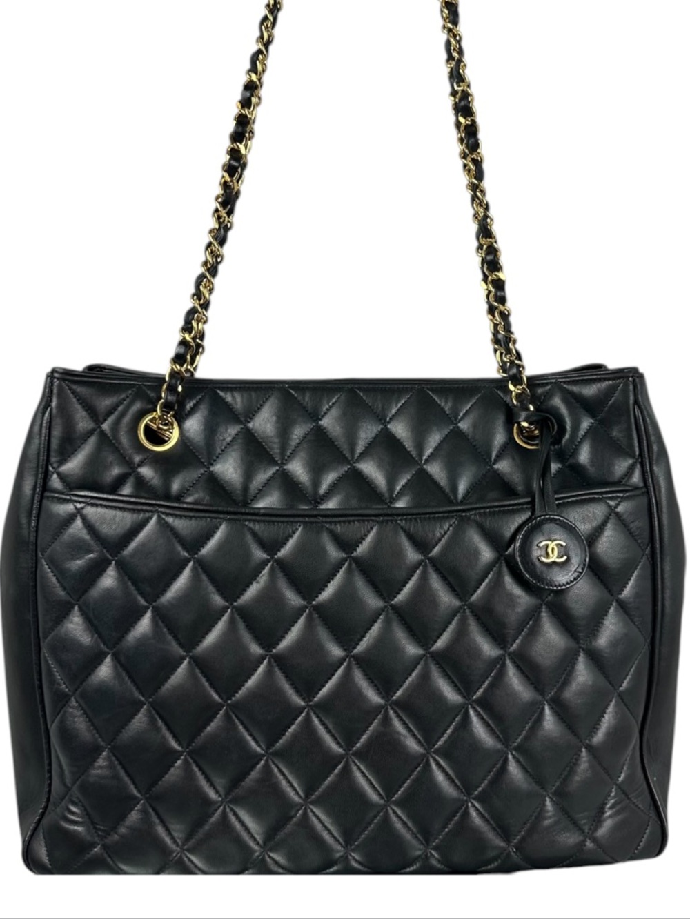 CHANEL LAMBSKIN SHOPPER CHAIN TOTE